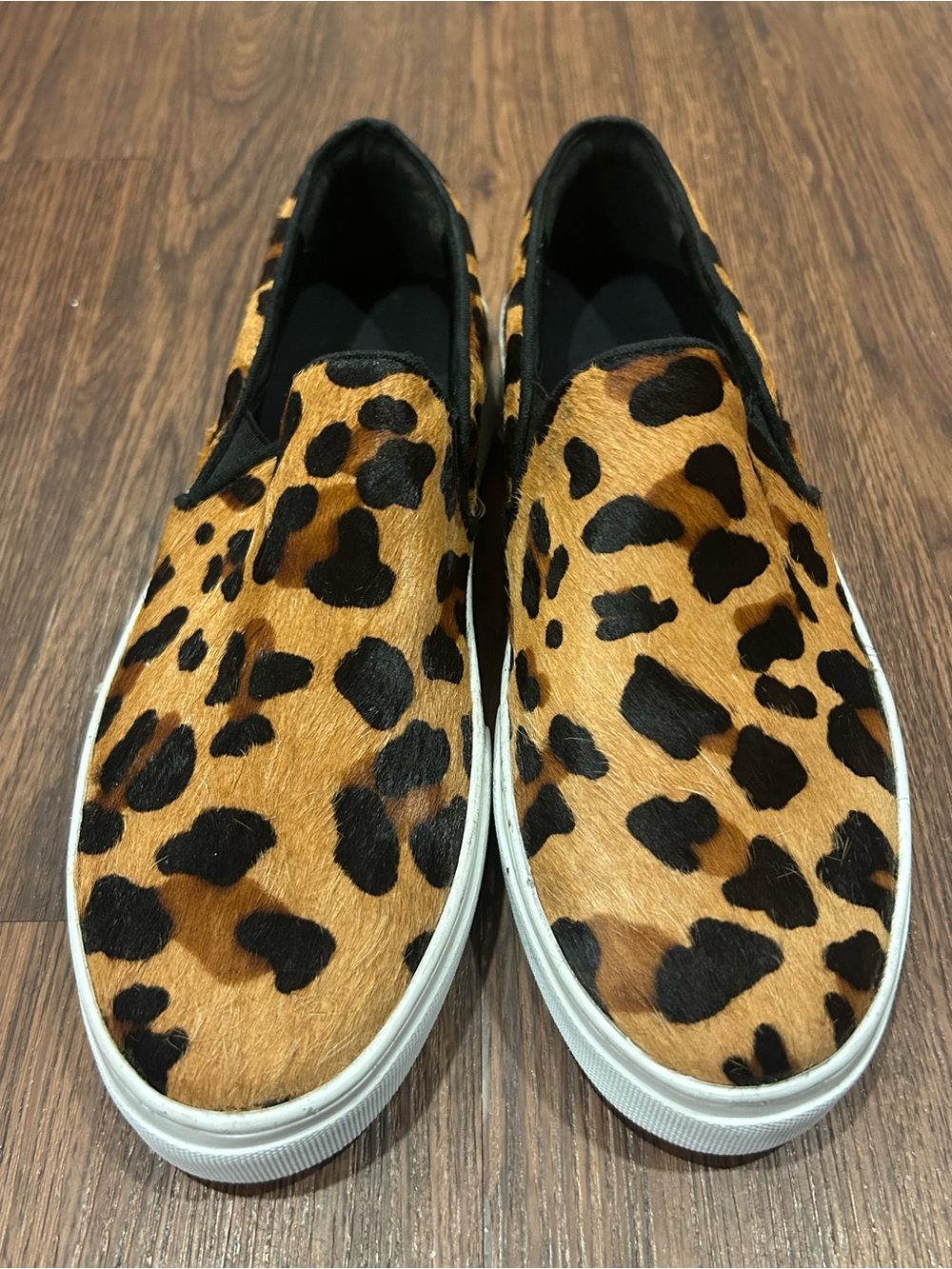 SEO Title: SCHUTZ Leopard Calf Hair Slip-On Sneakers Animal Print Women’s 10